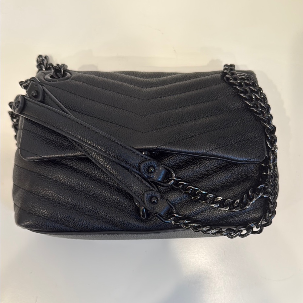 Rebecca Minkoff Edie Crossbody Elegant Black Quilted Purse - Picture 4 of 7